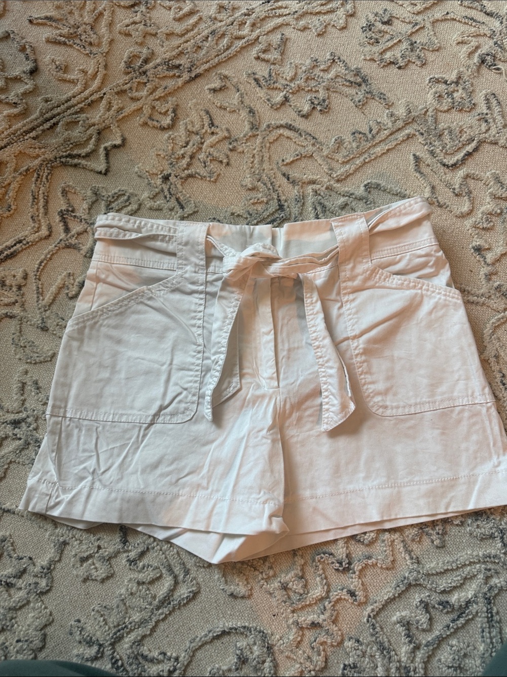White House Black Market White Tie-Waist Cotton Shorts